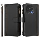 For Doogee N55 / N55 Plus Magnetic Closure 9 Card Slots Zipper Leather Case with Hand Strap(Black) - 2