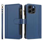 For Doogee Note 58 / Note 58 Pro Magnetic Closure 9 Card Slots Zipper Leather Case with Hand Strap(Dark Blue) - 2