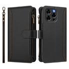 For Doogee Note 58 / Note 58 Pro Magnetic Closure 9 Card Slots Zipper Leather Case with Hand Strap(Black) - 2