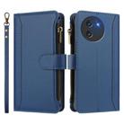 For Doogee Note 59 5G / Note 59 Pro Magnetic Closure 9 Card Slots Zipper Leather Case with Hand Strap(Dark Blue) - 2