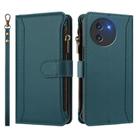 For Doogee Note 59 5G / Note 59 Pro Magnetic Closure 9 Card Slots Zipper Leather Case with Hand Strap(Dark Green) - 2