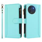 For Doogee Note 59 5G / Note 59 Pro Magnetic Closure 9 Card Slots Zipper Leather Case with Hand Strap(Mint Green) - 2