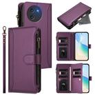 For Doogee Note 59 5G / Note 59 Pro Magnetic Closure 9 Card Slots Zipper Leather Case with Hand Strap(Purple) - 1