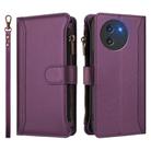 For Doogee Note 59 5G / Note 59 Pro Magnetic Closure 9 Card Slots Zipper Leather Case with Hand Strap(Purple) - 2