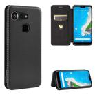 For Kyocera Android One S6 Carbon Fiber Texture Horizontal Flip TPU + PC + PU Leather Case with Card Slot(Black) - 1