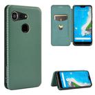 For Kyocera Android One S6 Carbon Fiber Texture Horizontal Flip TPU + PC + PU Leather Case with Card Slot(Green) - 1