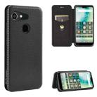 For Kyocera Gratina KYV48 Carbon Fiber Texture Horizontal Flip TPU + PC + PU Leather Case with Card Slot(Black) - 1