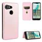 For Kyocera Gratina KYV48 Carbon Fiber Texture Horizontal Flip TPU + PC + PU Leather Case with Card Slot(Pink) - 1