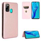 For Ulefone Note 9P Carbon Fiber Texture Horizontal Flip TPU + PC + PU Leather Case with Card Slot(Pink) - 1