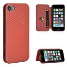 For iPod Touch 5 / 6 / 7 Carbon Fiber Texture Horizontal Flip TPU + PC + PU Leather Case with Card Slot(Brown) - 1