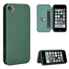 For iPod Touch 5 / 6 / 7 Carbon Fiber Texture Horizontal Flip TPU + PC + PU Leather Case with Card Slot(Green) - 1