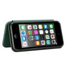 For iPod Touch 5 / 6 / 7 Carbon Fiber Texture Horizontal Flip TPU + PC + PU Leather Case with Card Slot(Green) - 2