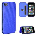 For iPod Touch 5 / 6 / 7 Carbon Fiber Texture Horizontal Flip TPU + PC + PU Leather Case with Card Slot(Blue) - 1