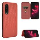 For Sharp Aquos Zero 5G Basic Carbon Fiber Texture Horizontal Flip TPU + PC + PU Leather Case with Card Slot(Brown) - 1