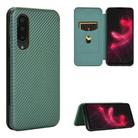 For Sharp Aquos Zero 5G Basic Carbon Fiber Texture Horizontal Flip TPU + PC + PU Leather Case with Card Slot(Green) - 1