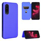 For Sharp Aquos Zero 5G Basic Carbon Fiber Texture Horizontal Flip TPU + PC + PU Leather Case with Card Slot(Blue) - 1