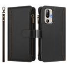 For HTC U24 Pro Magnetic Closure 9 Card Slots Zipper Leather Case with Hand Strap(Black) - 2