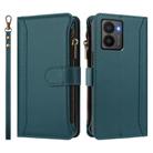For HMD Fuison Magnetic Closure 9 Card Slots Zipper Leather Case with Hand Strap(Dark Green) - 2