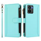 For HMD Fuison Magnetic Closure 9 Card Slots Zipper Leather Case with Hand Strap(Mint Green) - 2