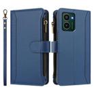 For HMD Pulse Pro / HMD Pulse Magnetic Closure 9 Card Slots Zipper Leather Case with Hand Strap(Dark Blue) - 2