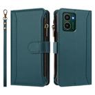 For HMD Pulse Pro / HMD Pulse Magnetic Closure 9 Card Slots Zipper Leather Case with Hand Strap(Dark Green) - 2
