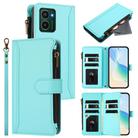 For HMD Pulse Pro / HMD Pulse Magnetic Closure 9 Card Slots Zipper Leather Case with Hand Strap(Mint Green) - 1