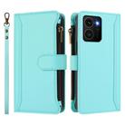 For HMD Skyline Magnetic Closure 9 Card Slots Zipper Leather Case with Hand Strap(Mint Green) - 2
