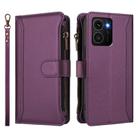 For HMD Skyline Magnetic Closure 9 Card Slots Zipper Leather Case with Hand Strap(Purple) - 2