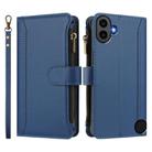 For Nothing CMF Phone 1 Magnetic Closure 9 Card Slots Zipper Leather Case with Hand Strap(Dark Blue) - 2