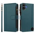 For Nothing CMF Phone 1 Magnetic Closure 9 Card Slots Zipper Leather Case with Hand Strap(Dark Green) - 2