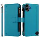 For Nothing CMF Phone 1 Magnetic Closure 9 Card Slots Zipper Leather Case with Hand Strap(Turquoise) - 2