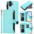 For Nothing CMF Phone 1 Magnetic Closure 9 Card Slots Zipper Leather Case with Hand Strap(Mint Green) - 1