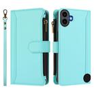 For Nothing CMF Phone 1 Magnetic Closure 9 Card Slots Zipper Leather Case with Hand Strap(Mint Green) - 2
