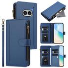 For Nothing Phone 2A Magnetic Closure 9 Card Slots Zipper Leather Case with Hand Strap(Dark Blue) - 1