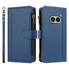 For Nothing Phone 2A Magnetic Closure 9 Card Slots Zipper Leather Case with Hand Strap(Dark Blue) - 2