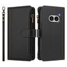 For Nothing Phone 2A Magnetic Closure 9 Card Slots Zipper Leather Case with Hand Strap(Black) - 2