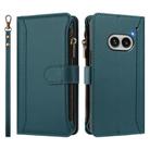 For Nothing Phone 2A Magnetic Closure 9 Card Slots Zipper Leather Case with Hand Strap(Dark Green) - 2
