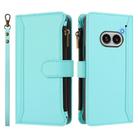 For Nothing Phone 2A Magnetic Closure 9 Card Slots Zipper Leather Case with Hand Strap(Mint Green) - 2