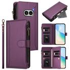 For Nothing Phone 2A Magnetic Closure 9 Card Slots Zipper Leather Case with Hand Strap(Purple) - 1