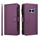 For Nothing Phone 2A Magnetic Closure 9 Card Slots Zipper Leather Case with Hand Strap(Purple) - 2
