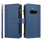 For Nothing Phone 3a Magnetic Closure 9 Card Slots Zipper Leather Case with Hand Strap(Dark Blue) - 2