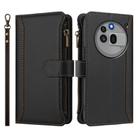 For Nothing Phone 3a Pro Magnetic Closure 9 Card Slots Zipper Leather Case with Hand Strap(Black) - 2
