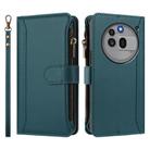 For Nothing Phone 3a Pro Magnetic Closure 9 Card Slots Zipper Leather Case with Hand Strap(Dark Green) - 2