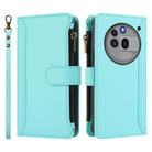 For Nothing Phone 3a Pro Magnetic Closure 9 Card Slots Zipper Leather Case with Hand Strap(Mint Green) - 2