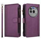 For Nothing Phone 3a Pro Magnetic Closure 9 Card Slots Zipper Leather Case with Hand Strap(Purple) - 2