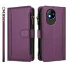 For ZTE Blade A35 Lite / A35 Core Magnetic Closure 9 Card Slots Zipper Leather Case with Hand Strap(Purple) - 2