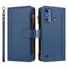 For ZTE Blade A53 Pro Magnetic Closure 9 Card Slots Zipper Leather Case with Hand Strap(Dark Blue) - 2