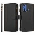 For ZTE Blade A53 Pro Magnetic Closure 9 Card Slots Zipper Leather Case with Hand Strap(Black) - 2