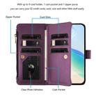 For ZTE Blade A75 4G Magnetic Closure 9 Card Slots Zipper Leather Case with Hand Strap(Purple) - 3
