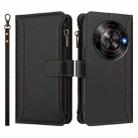 For ZTE Blade A75 5G / Nubia Focus 5G Magnetic Closure 9 Card Slots Zipper Leather Case with Hand Strap(Black) - 2